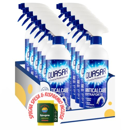 Anticalcare Extraforte per Bagno e Cucina – 580 ml kit con Spugna Brandizzata SPESA & RISPARMIO Inclusa – Variazioni 4/8/12 Pezzi (12)