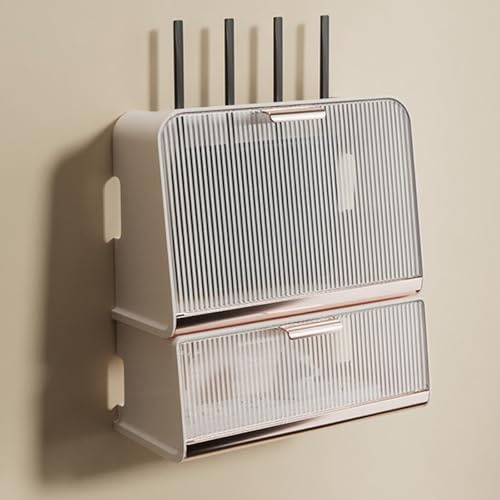 STCERY WiFi-Box-Versteck, Wandmontierte Router-Aufbewahrungsbox, Medien-Aufbewahrungsschrank, Kabelmanagement-Versteck-Organizer, Stabiles Dekor Mit Großer Kapazität(White,33.5cm/13.2in)