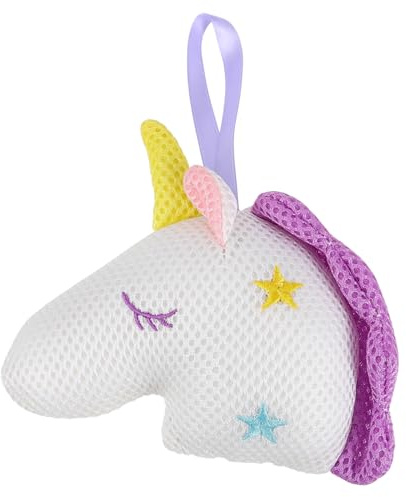 Cartoon Einhorn Badeschwamm aus Mesh mit Aufhängekordel für Kinder