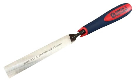 Spear & Jackson TUCK1SF 1 Tuck Pointer (25mm) – Soft-Feel Handle, Carbon Steel Masonry Tool for Bricklaying, Mortar Shaping, Finishing, Restoration & DIY Projects