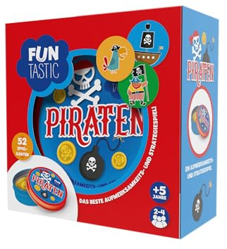 IMAGILAND Piraten, Spannendes, lustiges Kartenspiel, Strategiespiel ab 5 | Schatzjagd mit Gold und Pechkarte, keiner ist sicher: Regeln in 2 Minuten, 2-4 Spieler, 15 Min, Reisespiel in Metalldose