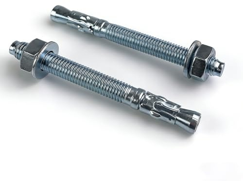 CHALVIOR M10 X 100 mm Tasselli Per Cemento Armato, 60 Pz Ancoraggi A Cuneo Zincati, Acciaio Zincato, Bulloni Espansione Tasselli Ancoranti Maschio Per Calcestruzzo, Cemento Armato e Pietra
