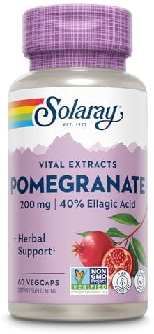 Solaray Granatapfel-Extrakt | 200mg pro Kapsel - enthält 80mg (40%) Ellagsäure | 60 Kapseln | vegan | laborgeprüft | ohne Gentechnik | Nahrungsergänzungsmittel mit Pomegranate/Granatapfelextrakt