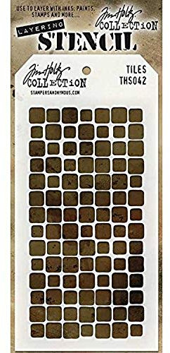 Tim Holtz Anonymous_agw Stempel und Schablonen, Fliesen, Weiß