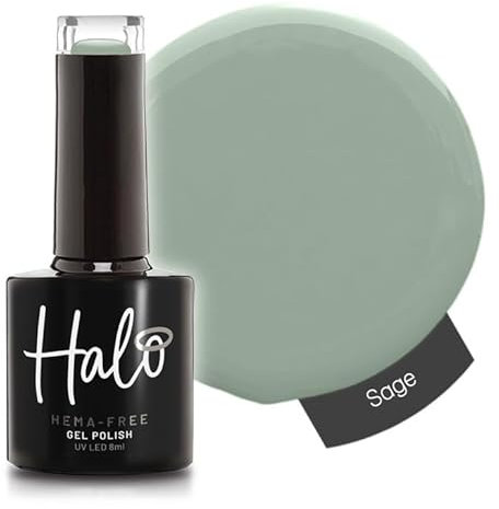 Halo Gel Polish 8ml - Sage. UV/LED Gel Nail Polish, Long Lasting & Easy To Apply. Nail Art Colours For Manicure & Pedicure. Gel Polish For Professional & Home Use.