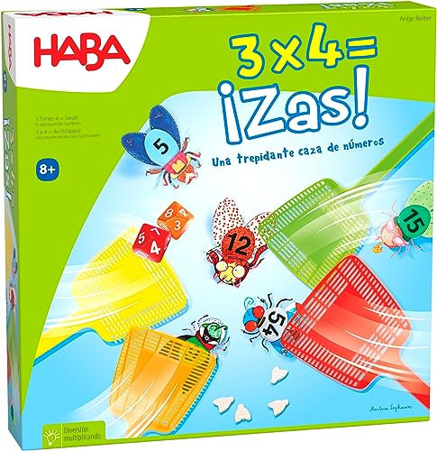 HABA 303109-3 x 4 = ¡Zas! - Juego Infantil de Mesa de cálculo. Más 8 años