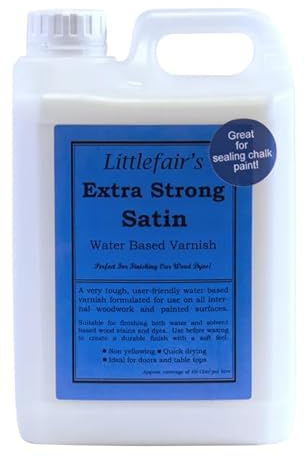 Littlefair Extra Strong Interior Wood Varnish – Water Based Door Varnish & Kitchen Worktop Varnish…(25ltr, Satin)