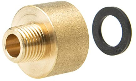 tecuro Messing Reduzierverlängerung 1/4 x 1/2 Zoll Flachdichtend mit EPDM-Dichtung für Sanitärinstallation