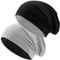 Hatstar® Bicolor Slouch Long Beanie Mütze | leicht und weich | für Damen und Herren | Übergangsmütze für Frühling und Sommer (Zwei-farbig | Bicolor hellgrau-schwarz)