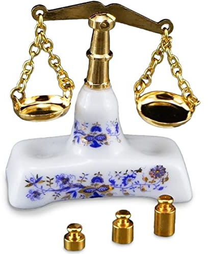 001.836/5 - Waage mit Gewichten Zwiebel Gold, Miniatur