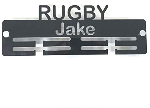 Super Cool Creation Porte-médailles personnalisable « Rugby » - Noir