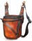 Le'aokuu Herren Leder Motorrad Hüfttasche Messenger Schulter Drop Leg Bag (9326 Orange)