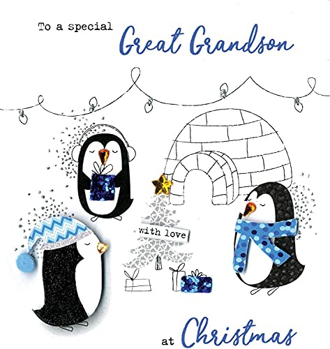 Irresistible Great Grandson Christmas Greeting Card Embellished Cards XIR006