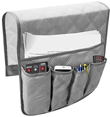 ausuky Cinq poches Grand espace mémoire Accoudoir Organisateur Suspendu Canapé Caddy Sac de Rangement Télécommande TV Canapé (Gris)