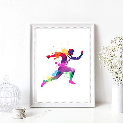 Kunstdruck Din A4 ungerahmt Läufer Renner Laufen Sport Joggen Running Modern Bunt Poster Bild