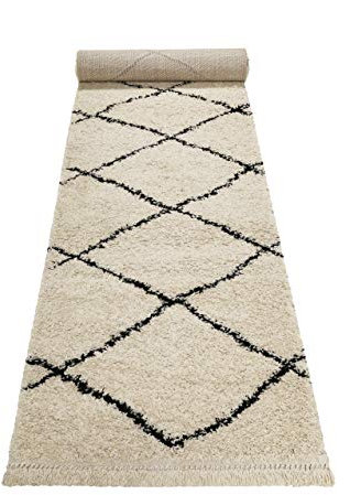 Wecon Home, Moderner Hochflor Teppich - Läufer im Berber Style für Wohnzimmer, Flur, Schlafzimmer Studio one (133 x 200 cm, Creme beige)