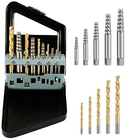 DEWIN Cobalt Drill Bits Sets, Screw Extractor Screw Extractor and Left Hand Cobalt Drill Bits Set Bolt Remover Easy Out Kit 10Pcs