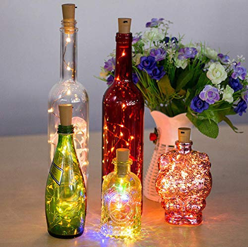 ausuky 2M 20 LED Bottle Fairy String Lights Battery Cork Shaped Christmas Wedding Party Decor (Blue)