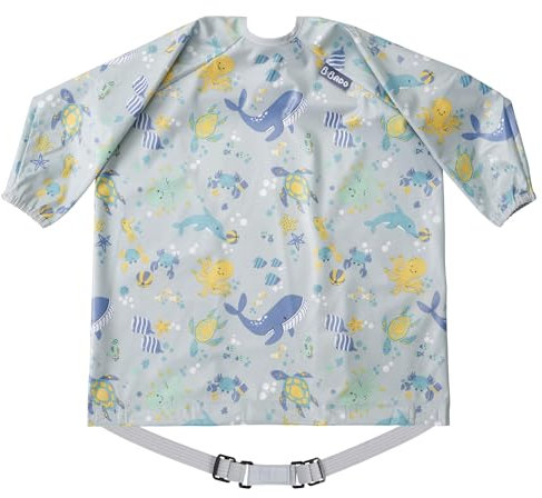 BIBaDO Unisex Baby Entwöhnungslätzchen Overall, 1 Packung – Oceans of Fun, Long Sleeves