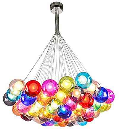 Pendelleuchte esstisch Pendellampe Höhenverstellbar Kronleuchter Hängeleuchte aus Glas in Farbe Modern Hängelampe Glas Globo Lampenschirm Design Anhänger Lüster für Wohnzimmer Schlafzimmer Decke Lampe