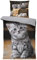 Katzen Bettwäsche 135x200 cm süße Katze Welpen Babykatzen grau Wende Microfaser