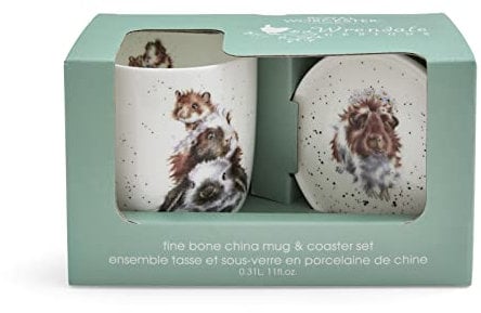 Wrendale Designs Keramik Tasse und Untersetzer-Set Piggy in The Middle