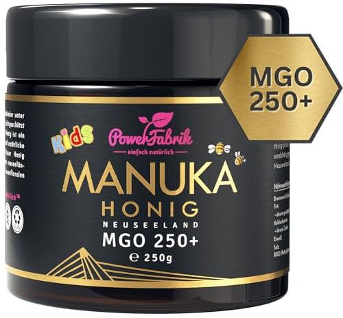 Manuka Honig Kinder | MGO 250+ | 250g | Das ORIGINAL aus NEUSEELAND | Manuka Kids | PUR, ROH & ZERTIFIZIERT | Premium Qualität 100% natürlich | PowerFabrik (250 g)