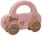 KIDSLINO Holz Spielzeug Auto rosa - personalisierbar I Geschenk zur Geburt & Taufe I Handmade Holzspielzeug ab 1 Jahr I Personalisierte Geschenke Baby I Holzauto mit Name & Geburtstdaten
