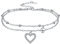 Micory Bracelet de Cheville Coeur Argent 925 avec Zirconium Cadeau pour Femme Fille avec Boite Cadeau (22+ 4cm)