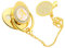 Luqeeg Baby Schnuller, Personalisierter Schnuller und Schnuller Clip Set, Goldener Baby Schnuller mit 26 Buchstaben Golden Bling Schnuller für Neugeborene Silikon-Säuglingsnippel(A)