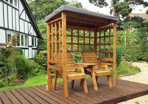 Charles Taylor Henley Twin Seat Arbour Garden Furniture Arbour Seat Handmade in the UK Assembled upon Delivery Grey