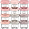 12-Pack Babybrei Einfrieren Behälter Glas - Beikost Baby Zubehör, Mikrowellen Babybrei Behälter, Lecksicher Babynahrung Behälter, Beikost Einfrieren Behälter, Babynahrung aufbewahrung (Roseate)