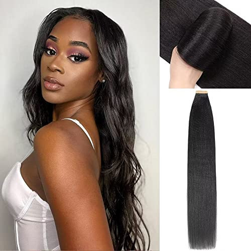 YDDM 22 Zoll Tape Extensions Echthaar 40 Stück 100g Schwarze Frauen Yaki Straight TapeIn HaarverläNgerung Echthaar Tapes Unsichtbare Extensions Echthaar Tape Extensions Echthaar
