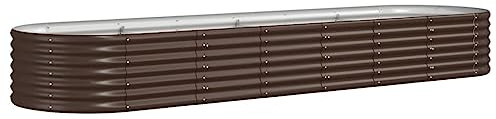 vidaXL Garden Raised Bed Galvanised Steel 296x80x36 cm Brown