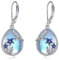 YFN Mondstein Ohrringe mit Vergissmeinnicht Sterling Silber Blume Teardrop Drop Dangle Leverback Ohrringe Geschenk für Frauen Mädchen