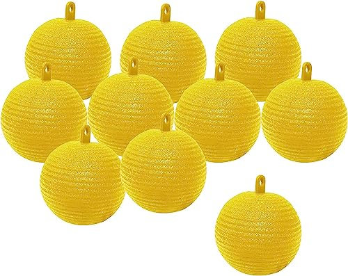 10 Pièces Pièges à Insectes Boule De Piège à Mouches Suspendue Attrape Mouche Collant Ecologic Fly Trap Mouche Piège Collant pour Attrape-Mouches à Fruits Attrape-parasites Extérieur (Jaune)