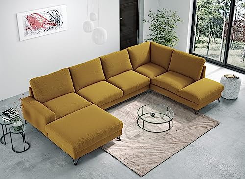 Design Möbel Ecksofa mit Schlaffunktion Eckcouch mit Bettkasten Schlafsofa Big Sofa Schlafcouch Sofabett mit Schlaffunktion Sofa mit Schlaffunktion Bettfunktion (OLIVIO 3 U KR 01)