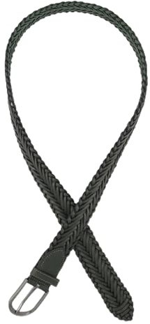 Ulla Popken Damen, echtes Leder, geflochten, Metallic-Schließe Gürtel, Khaki, 125