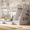 Flair Furnishings Triple Bunk Beds for Kids, Bunk Bed with Storage, Heavy Duty and Sturdy, Cosy, Stylish, Space-Saving Design (White)