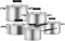 Karaca Eikki Batterie de cuisine à induction en acier inoxydable, 10 pièces, anthracite argenté, plats délicieux, cuisine simple, aide à la cuisine, repas indispensables pour la cuisine, les repas