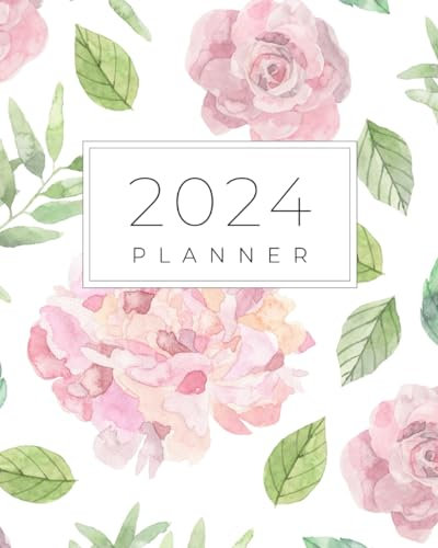 2024 Planner: Floral notebook - January to December simple weekly and monthly organizer - 152 pages - 8x10 inches