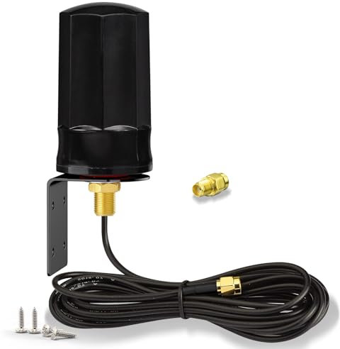 Bingfu Antenne 4G LTE Exterieur SMA Mâle Mimo 7dBi Support Mural Omnidirectionnelle Étanche 3m Câble pour Orange SFR Bouygues Telecom Free Mobile 4G LTE 3G GSM Routeur Modem Camera Chasse