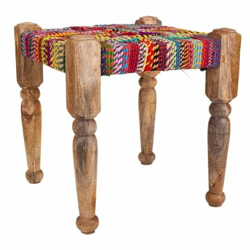 WANDERLUST DECO Sgabello in corda intrecciata a colori