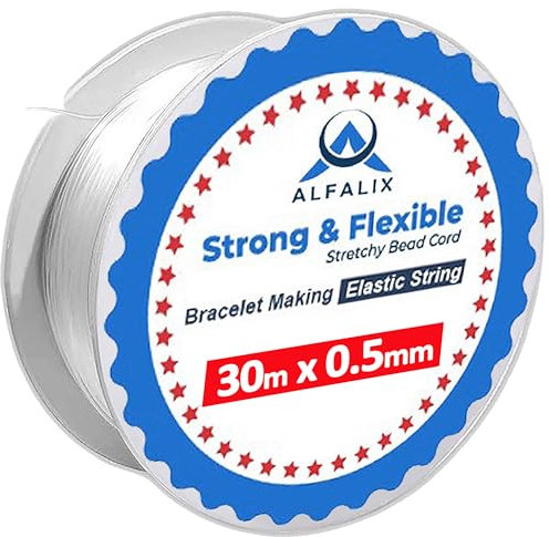 30m x 0.5mm Clear Elastic Thread Bracelet Making Strong & Stretchy Elastic String, Durable & Transparent Thread, Bracelet elastic for Jewellery making Beading & DIY Craft Projects String
