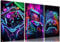 BGFCE 3pcs Neon Gaming Wall Art Posters - Gamer Accessories Theme Canvas Print Game Console Painting Picture for Children Youth Game Boys Bedroom Teen Wall Decor Framed 16x24x3