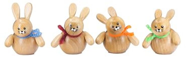 Holzwaren Egermann Dekoholzfiguren/Osterdekoration - Hase Natur schräg - Anzahl: 4 Stück - Made in Germany