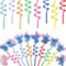 16Pcs Animés Paille Spirale, Paille Dessin Animé, Bouclées Pailles, Pailles en Plastique pour Enfant, Bouclées Pailles en Plastique Réutilisables, Fournitures de Fête d'anniversaire de Enfants