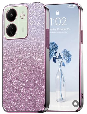 PanXCase Glitter Cover per Xiaomi Redmi 13C 4G / Poco C65 | Custodia Trasparente con Brillantini, Case Design Bling per Ragazze/Donne, Elegante, Ultra Sottile, Antiurto, Pink