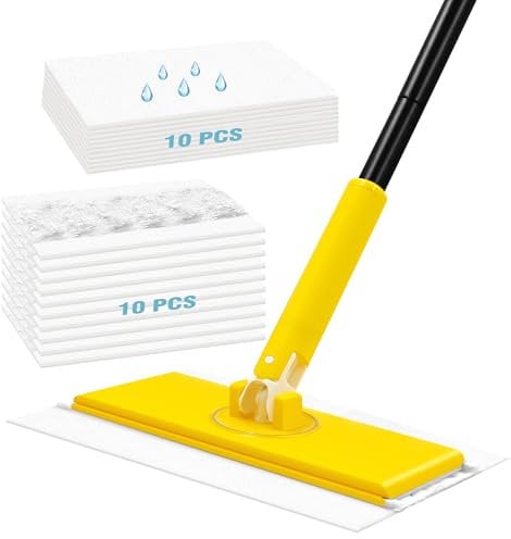 NEWE Floor Wipes Compatible with Flash Speed Mop Starter Kit for Swiffer Disposable Duster, 10 Dry Sweeping Cloths and 10 Wet Mopping Refills for Multi Surface Cleaning Hardwood Bathroom Kitchen