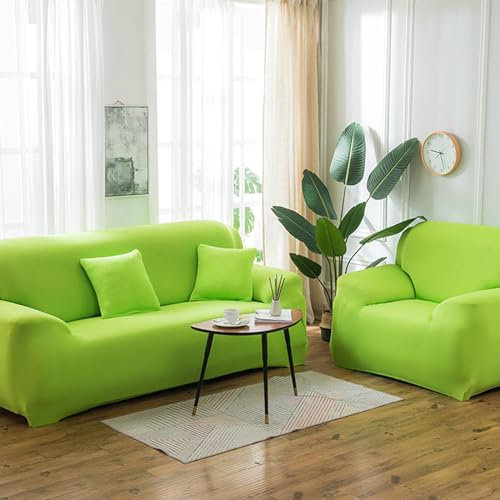 Bishilin Überzug Sofa Ecksofa Hellgrün, Sofabezug 4 Sitzer mit Armlehne Modern Einfarbig 235-300CM Couchbezug Stretch Universal